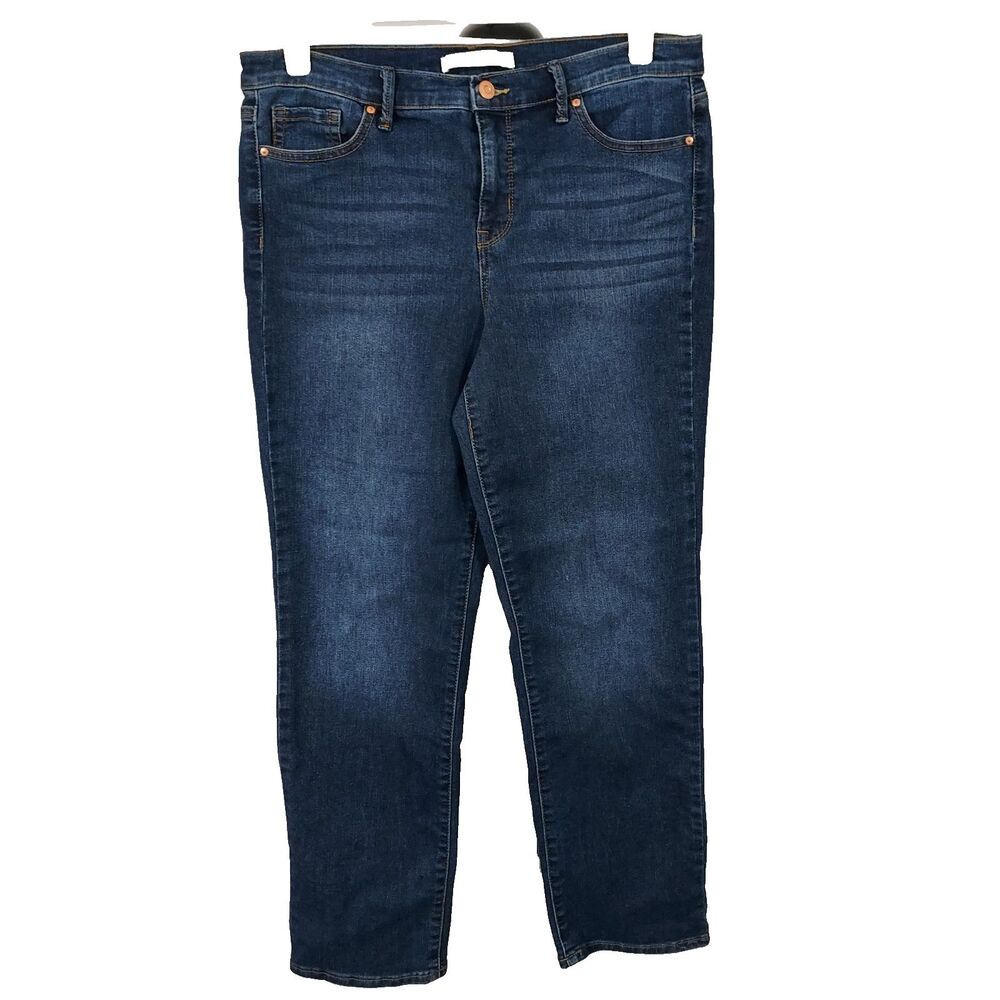 ELLA MOSS Women Straight Leg Mid-Rise Ankle Jeans Size 12 Stretch 34x28 Blue